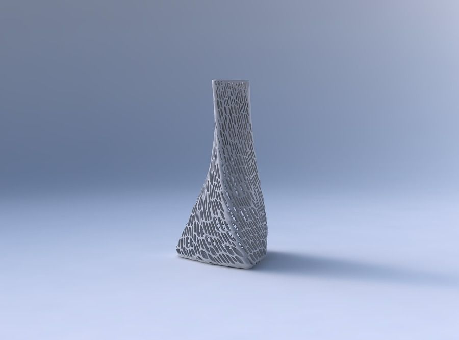 Vase twist tilted triangle with dense twisted organic lattice 3D print model_4