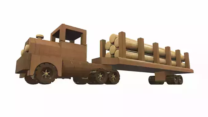 Wooden car toy truck and trailer 1