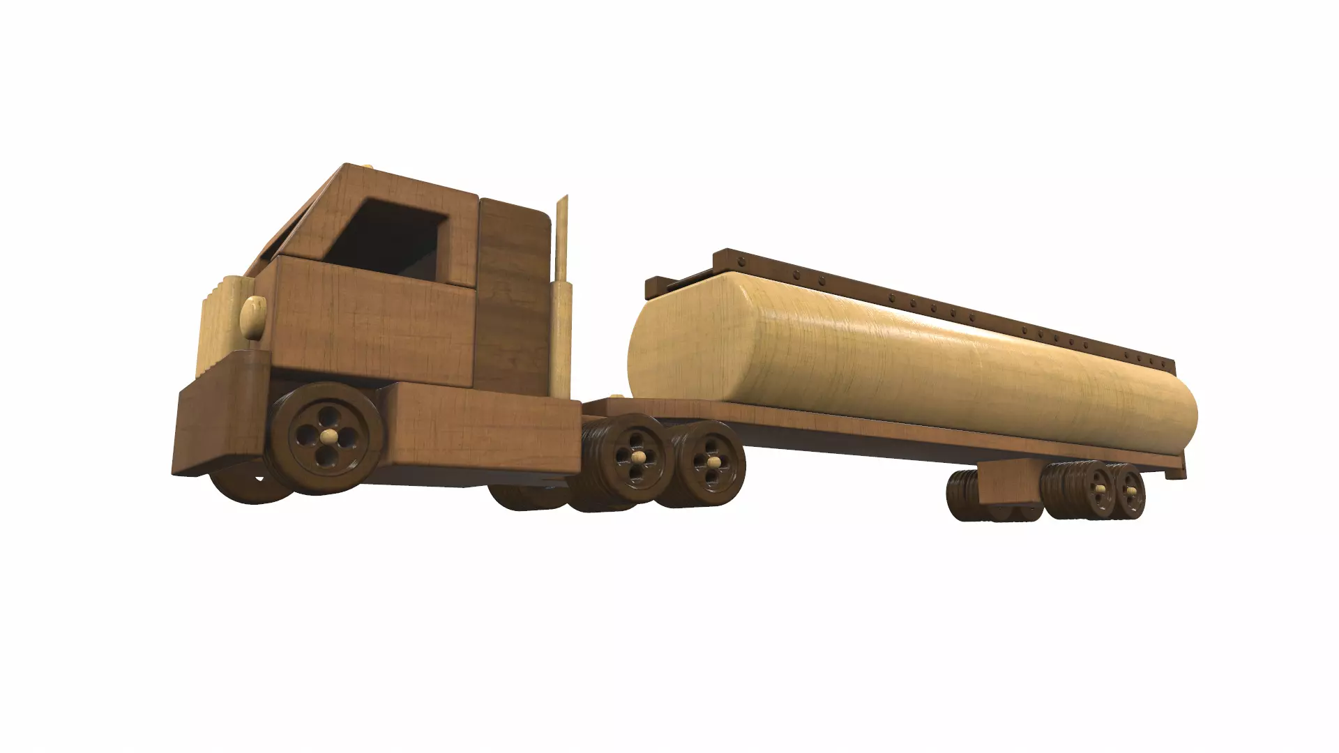 Wooden car toy truck and trailer 2 Free 3D model