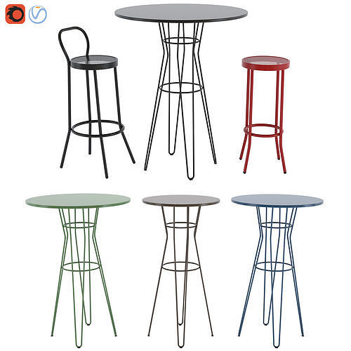 Puerto stool and Capri Table by Isimar 3D model