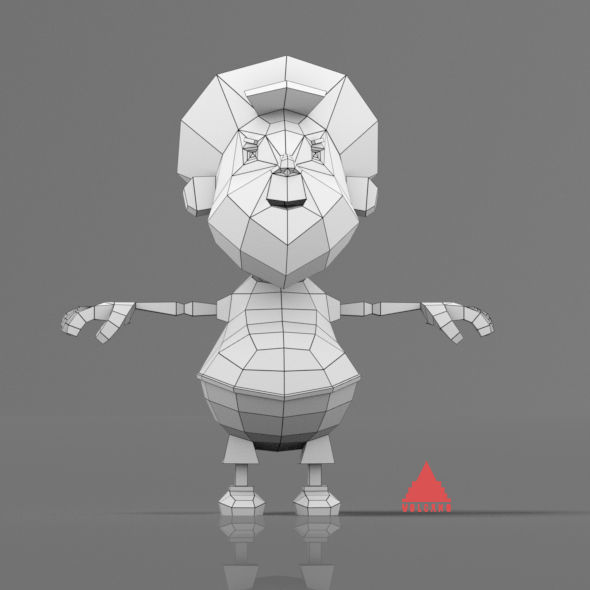Cartoon boy low poly mesh Low-poly 3D model_2