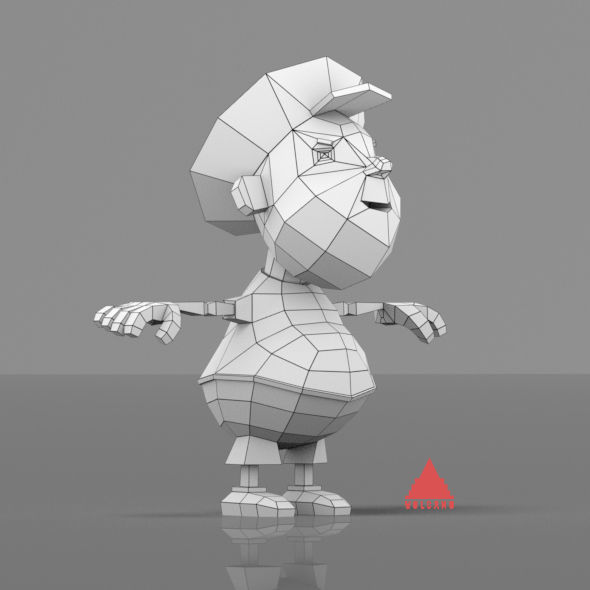 Cartoon boy low poly mesh Low-poly 3D model_3