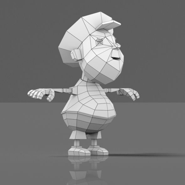 Cartoon boy low poly mesh Low-poly 3D model_11