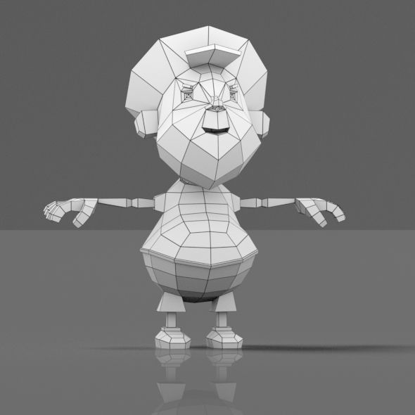 Cartoon boy low poly mesh Low-poly 3D model_9