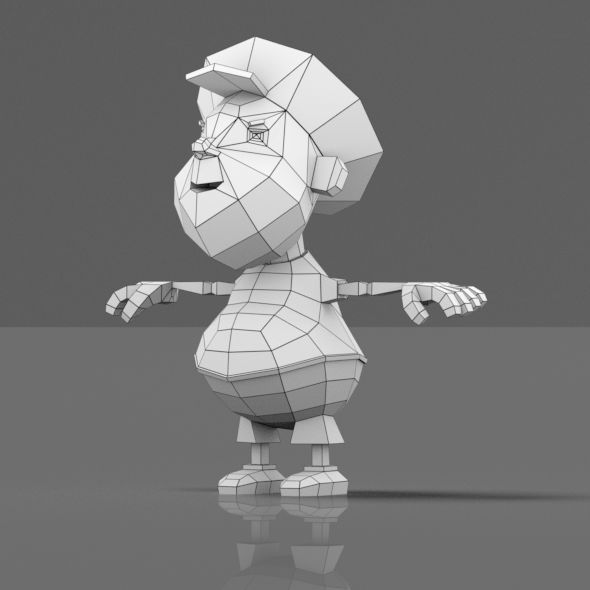 Cartoon boy low poly mesh Low-poly 3D model_30