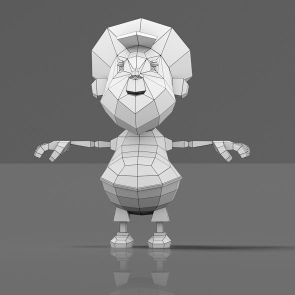 Cartoon boy low poly mesh Low-poly 3D model_8