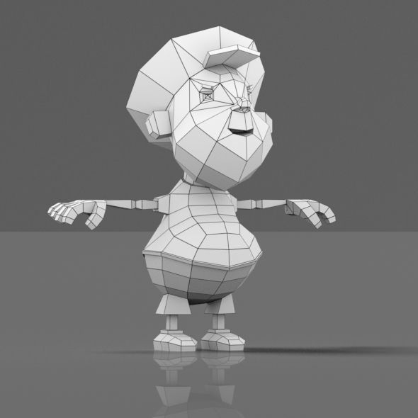 Cartoon boy low poly mesh Low-poly 3D model_10