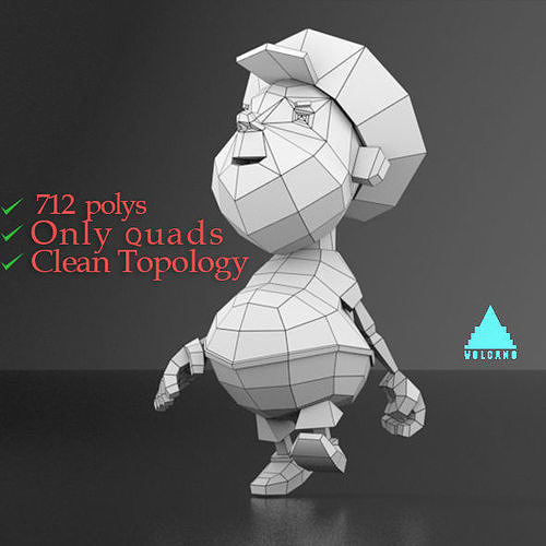 Cartoon boy low poly mesh Low-poly 3D model