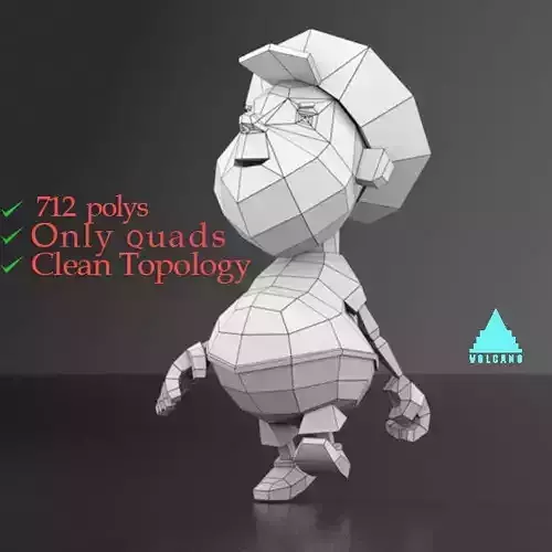 Cartoon boy low poly mesh
