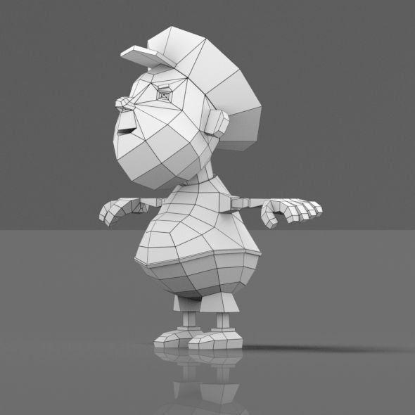Cartoon boy low poly mesh Low-poly 3D model_29