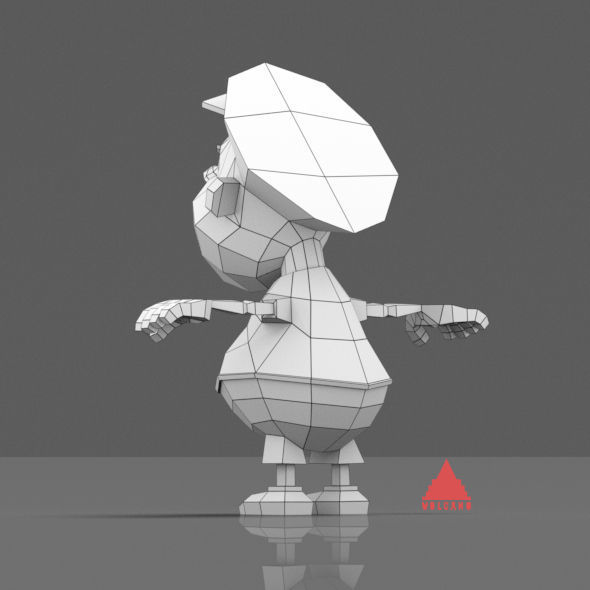 Cartoon boy low poly mesh Low-poly 3D model_5