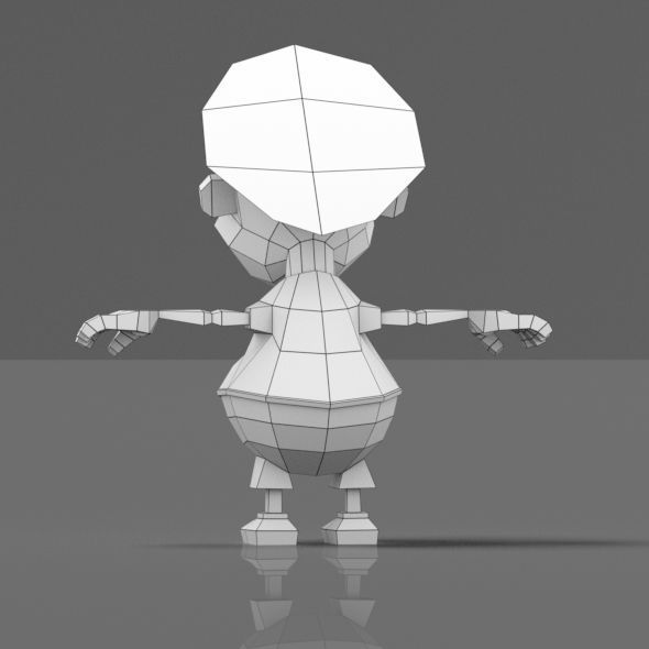 Cartoon boy low poly mesh Low-poly 3D model_21