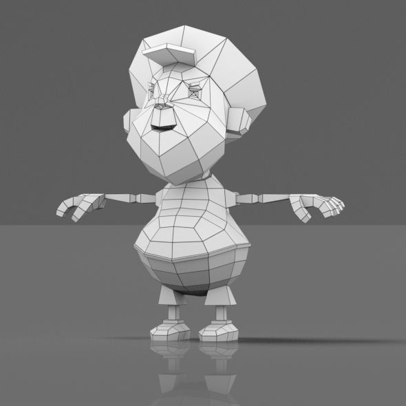 Cartoon boy low poly mesh Low-poly 3D model_7
