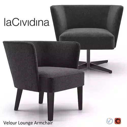 VELOUR Lounge Armchair 3D model