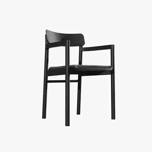 POST Chair-3346-black ash wood and leather