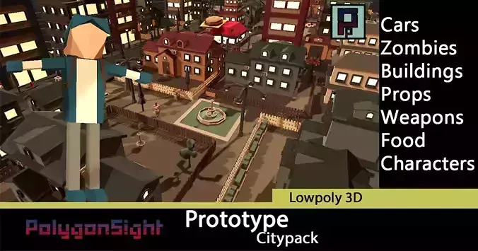 Lowpoly City Pack Low-poly 3D model