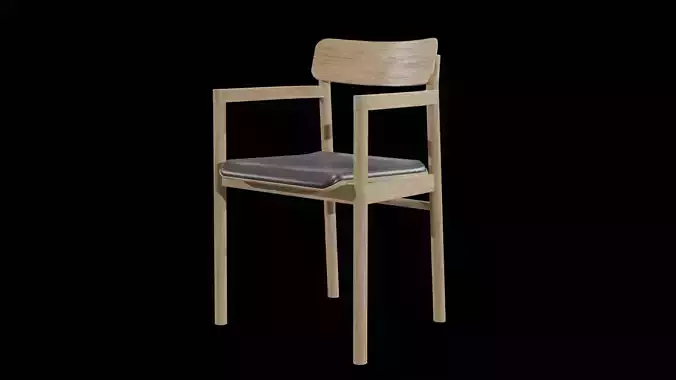 POST Chair-3346-oak wood and leather