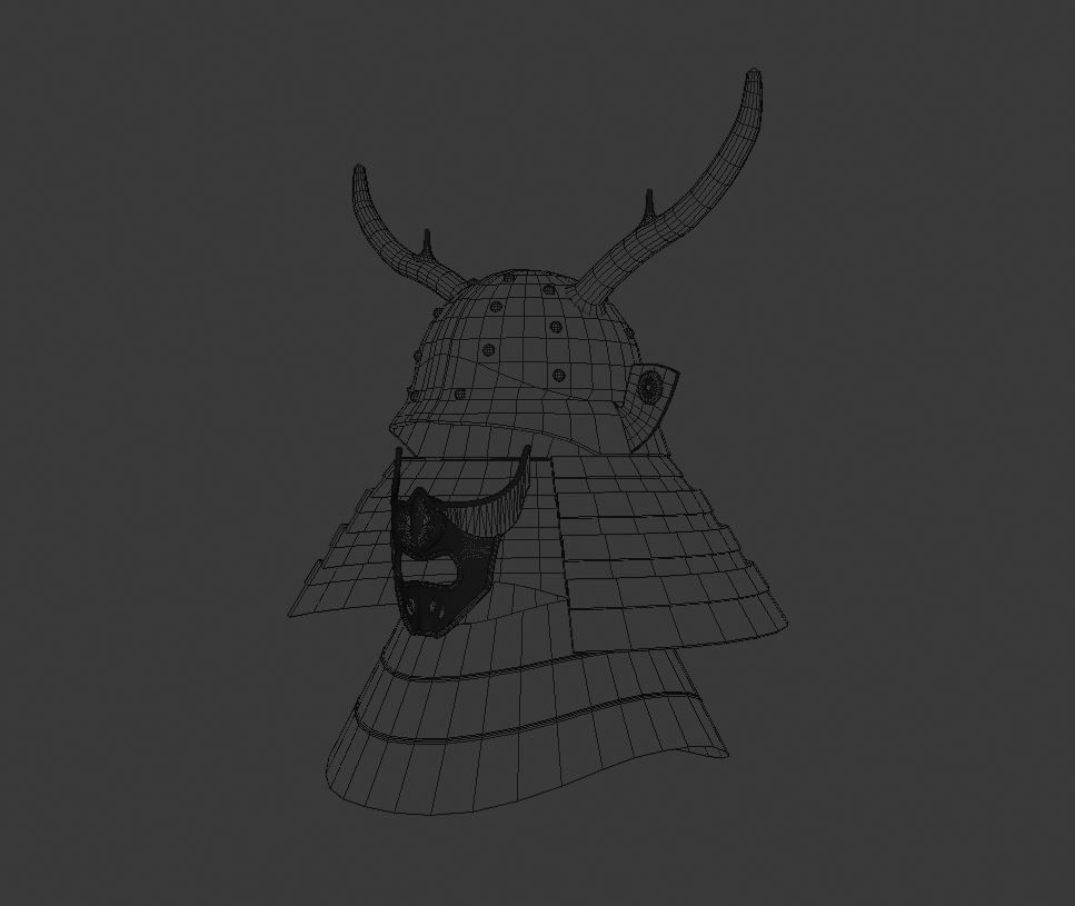 Samurai Helmet 3D model_7