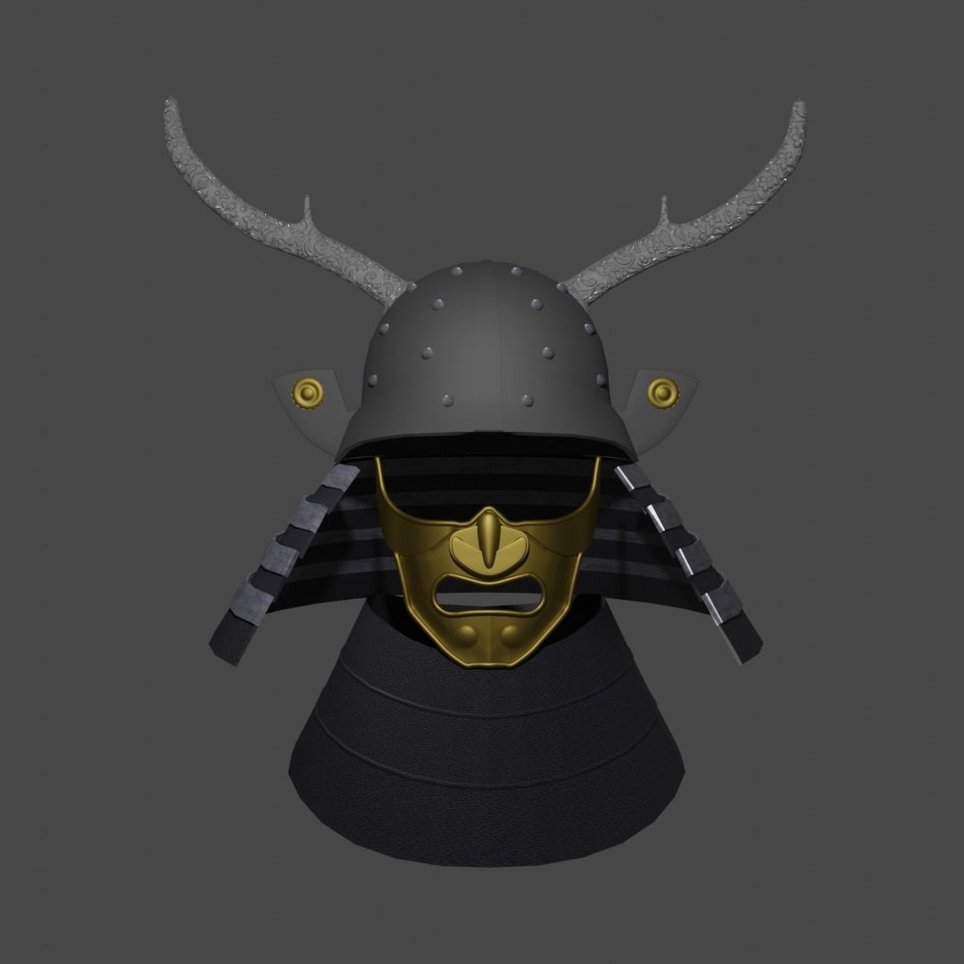 Samurai Helmet 3D model_1