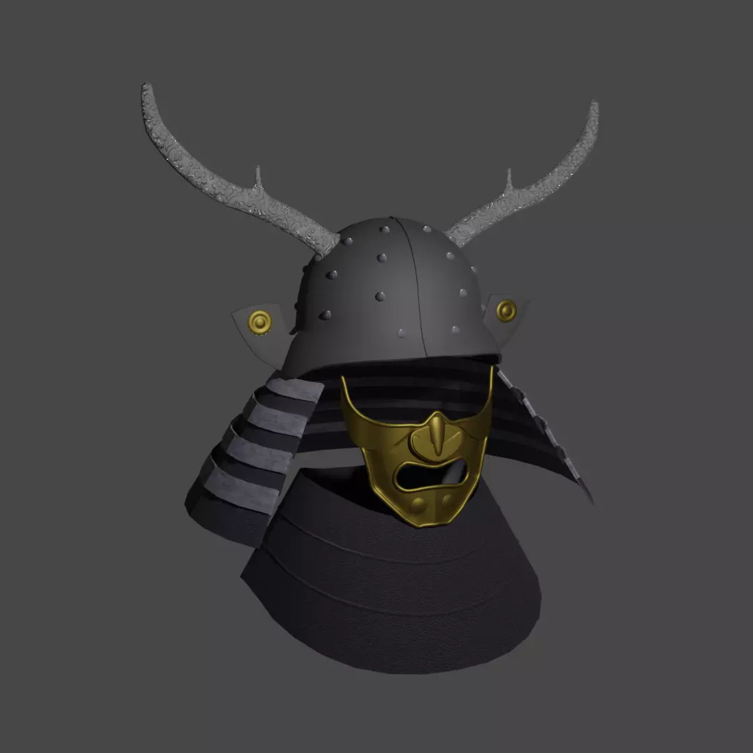 Samurai Helmet 3D model_0