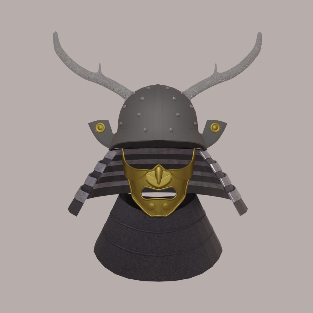 Samurai Helmet 3D model_2