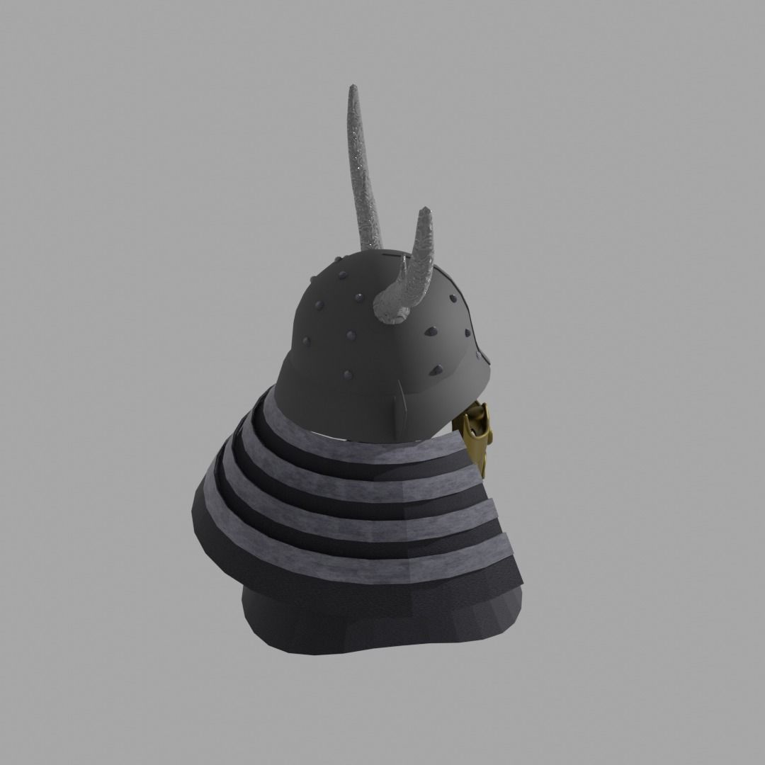 Samurai Helmet 3D model_4
