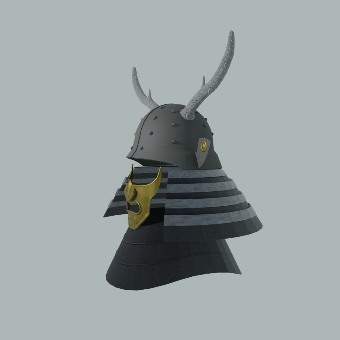 Samurai Helmet 3D model_3