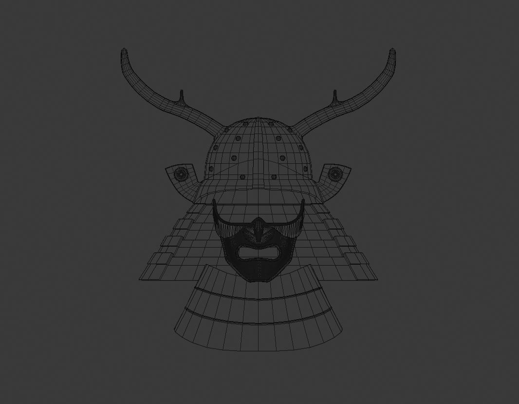 Samurai Helmet 3D model_6