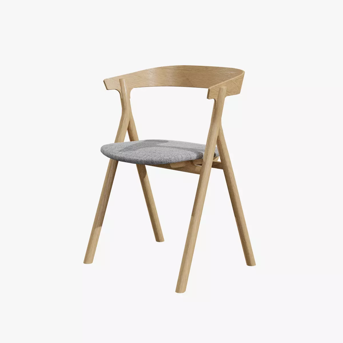 YKSI Chair-3341-oak wood and leather Low-poly 3D model