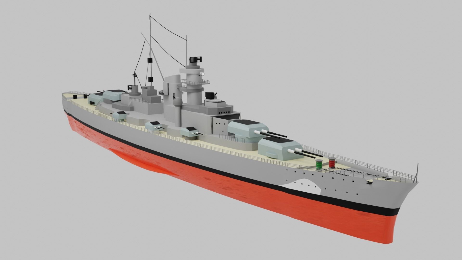 Battleship Bismarck Low-poly 3D model_2