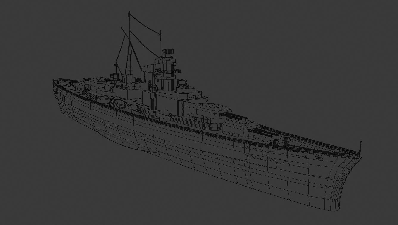 Battleship Bismarck Low-poly 3D model_6