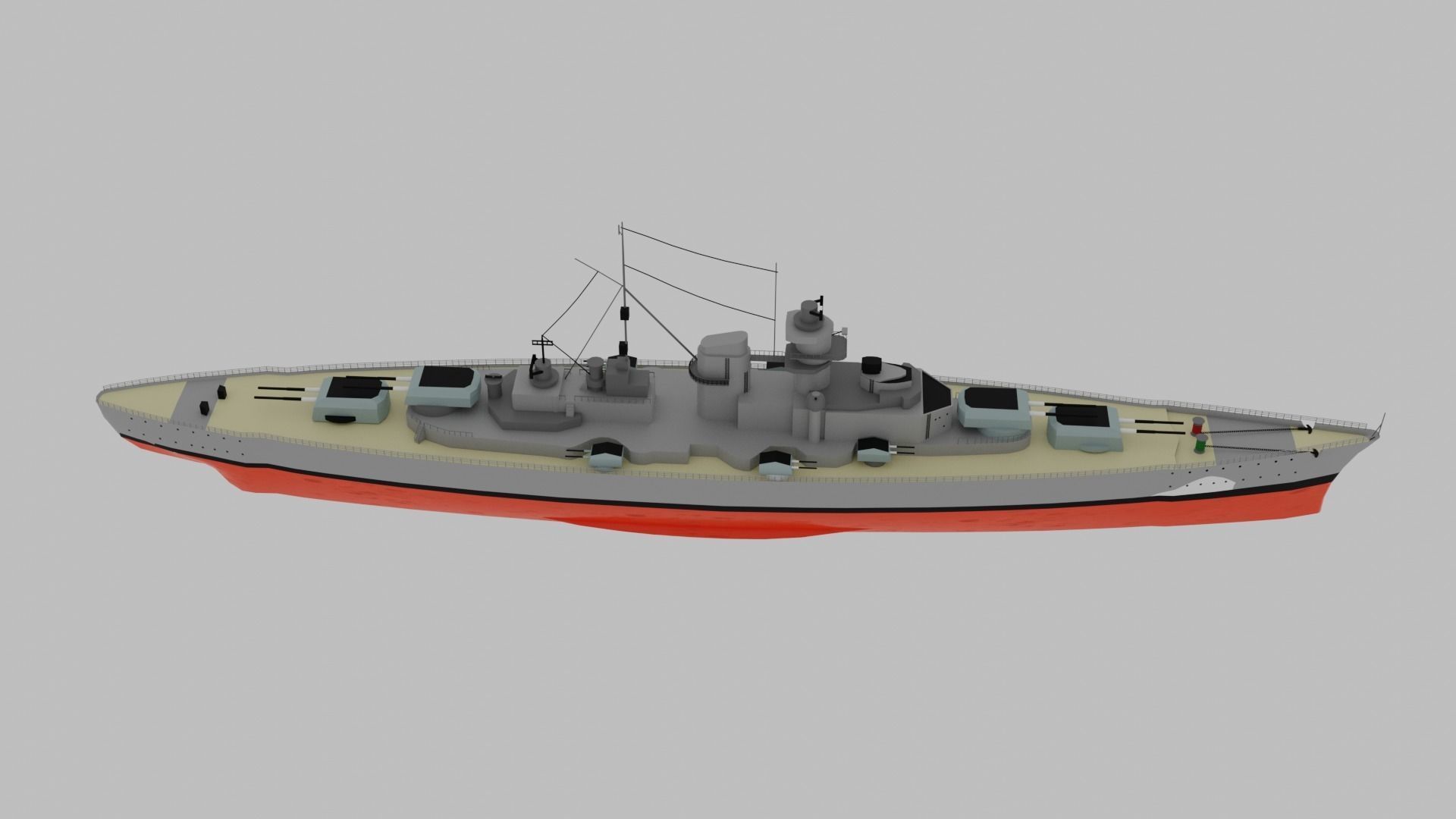 Battleship Bismarck Low-poly 3D model_4
