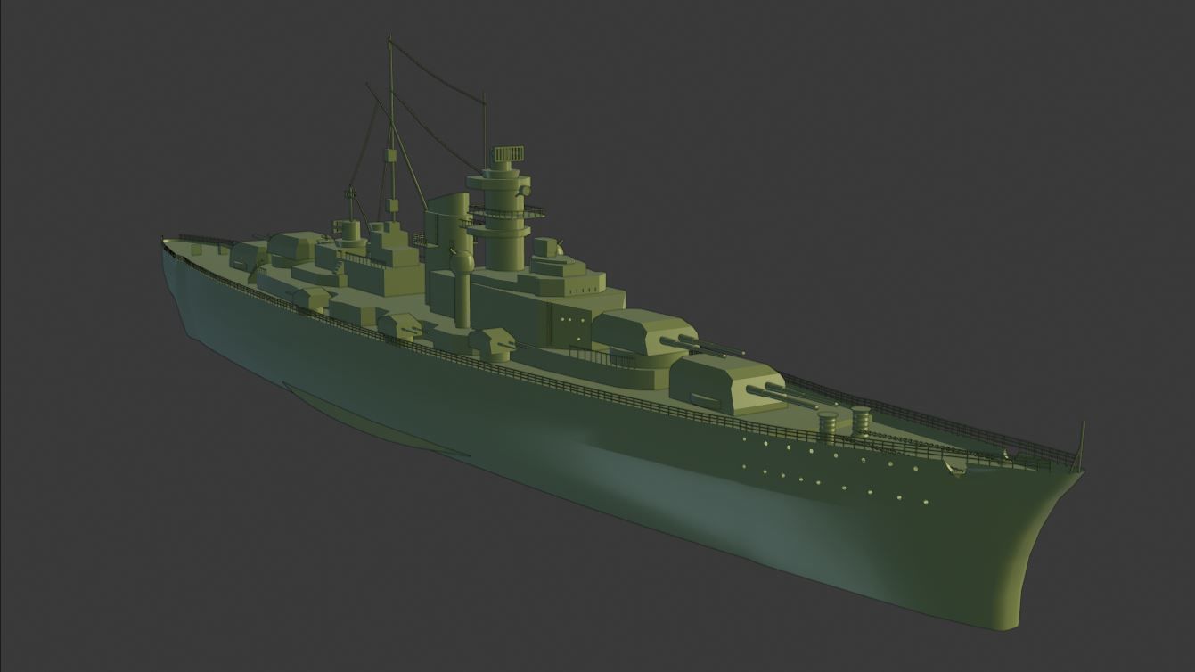 Battleship Bismarck Low-poly 3D model_5