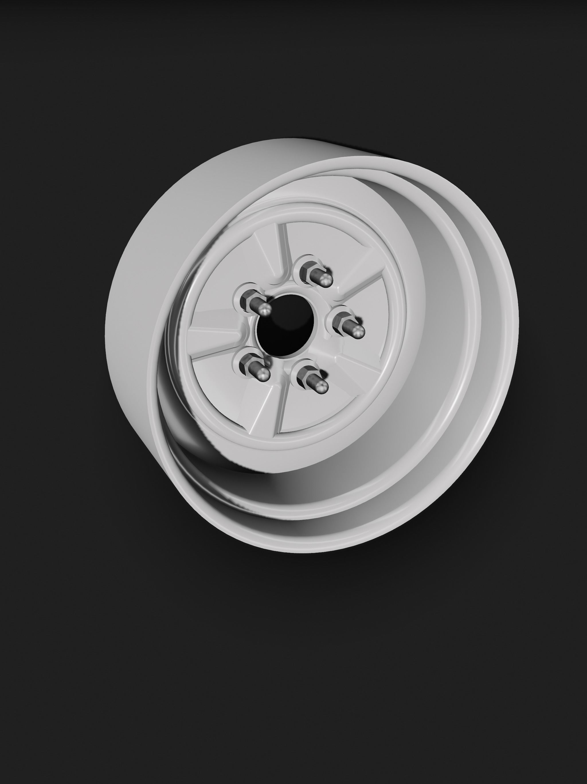 Deep Dish steel wheel and hub assembly drag racing scale models 3D print model_3