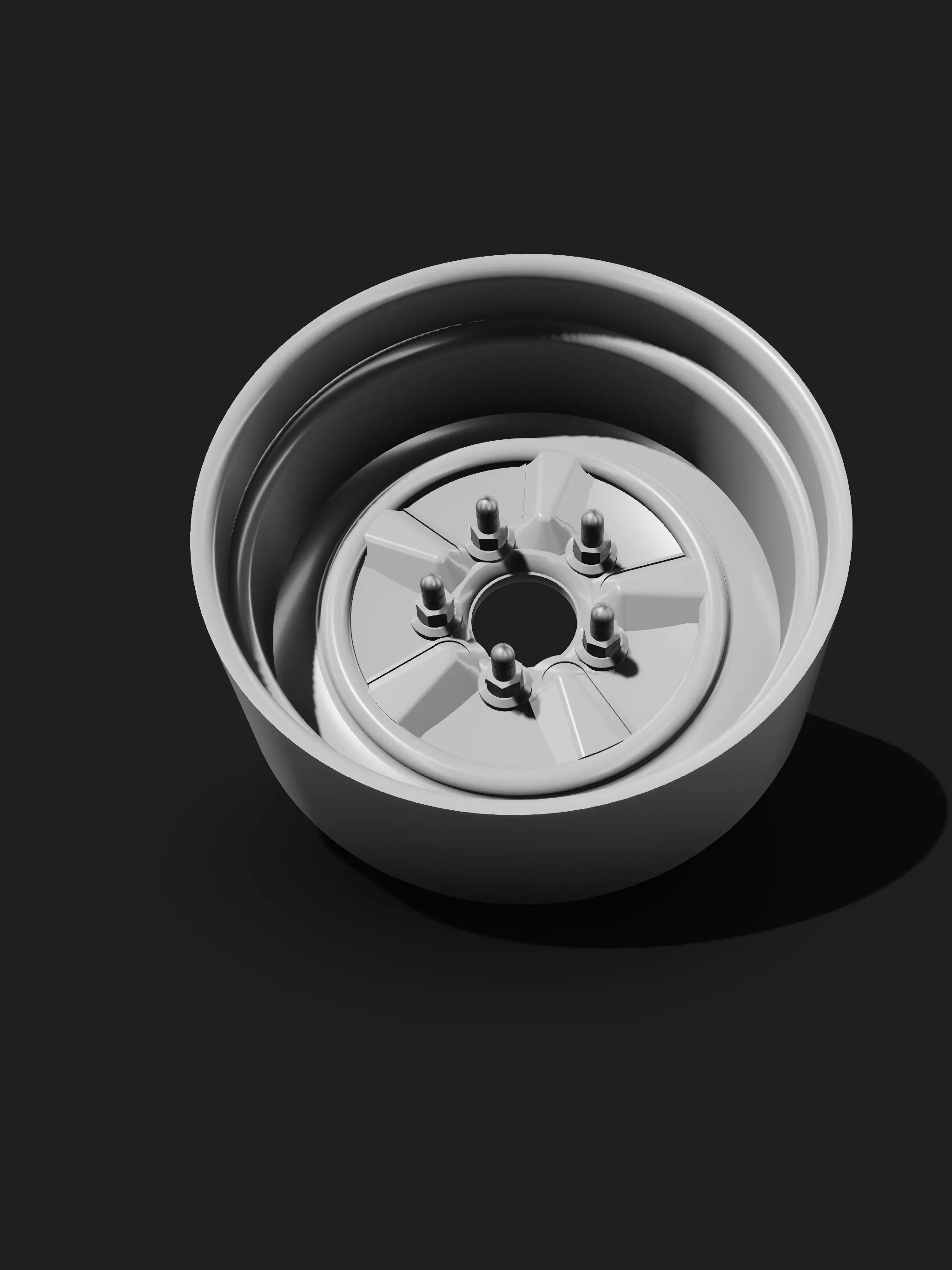 Deep Dish steel wheel and hub assembly drag racing scale models 3D print model_0