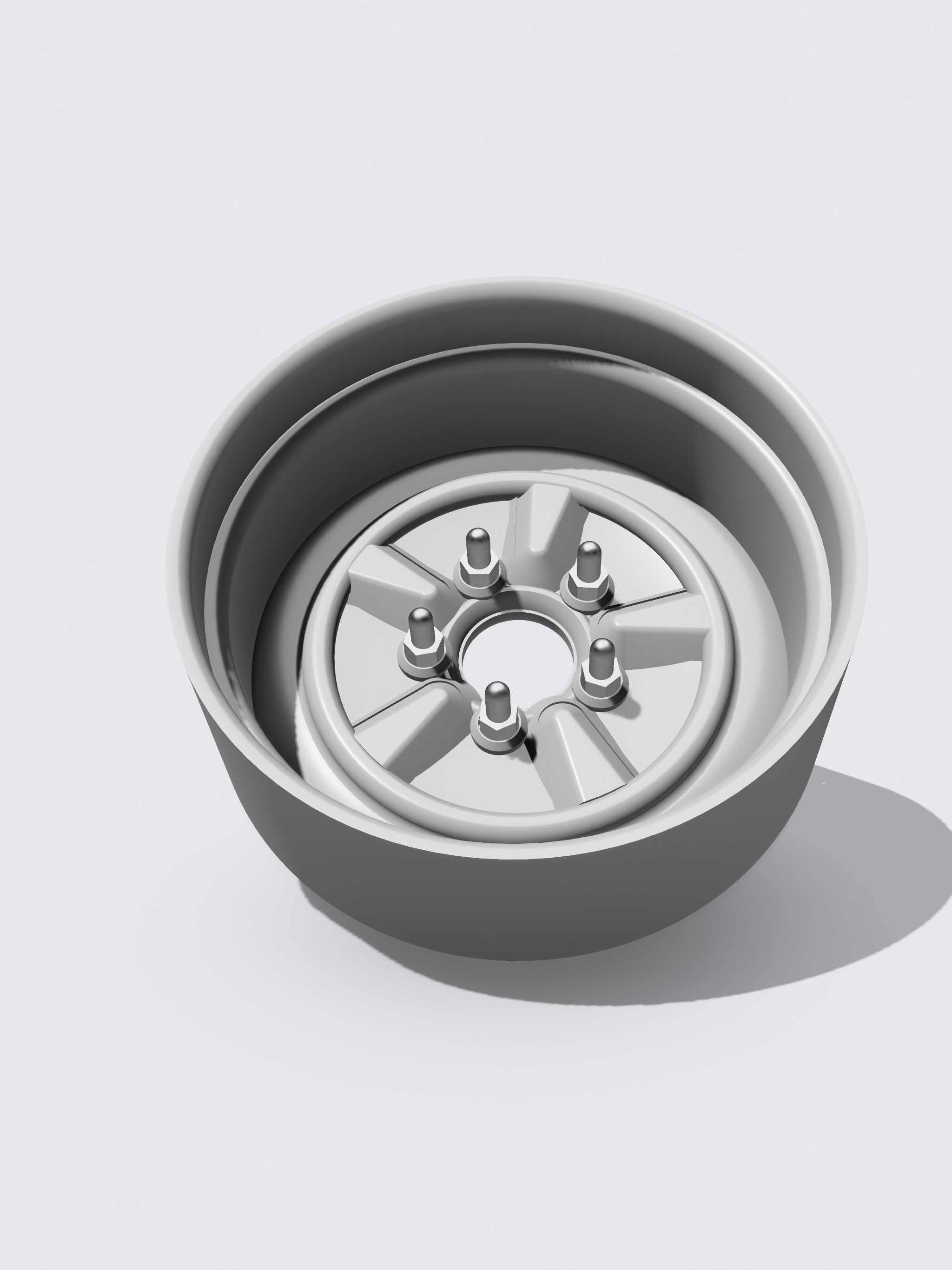 Deep Dish steel wheel and hub assembly drag racing scale models 3D print model_2