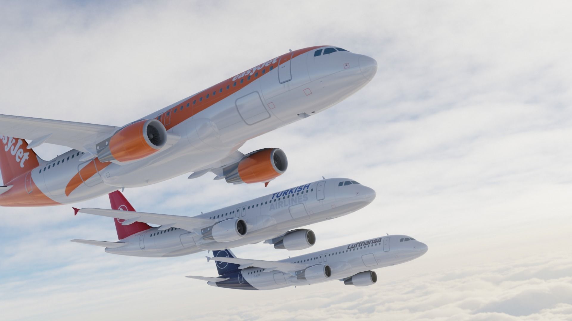 PACK Airbus A320-200 multi Livery Low-poly 3D model_3