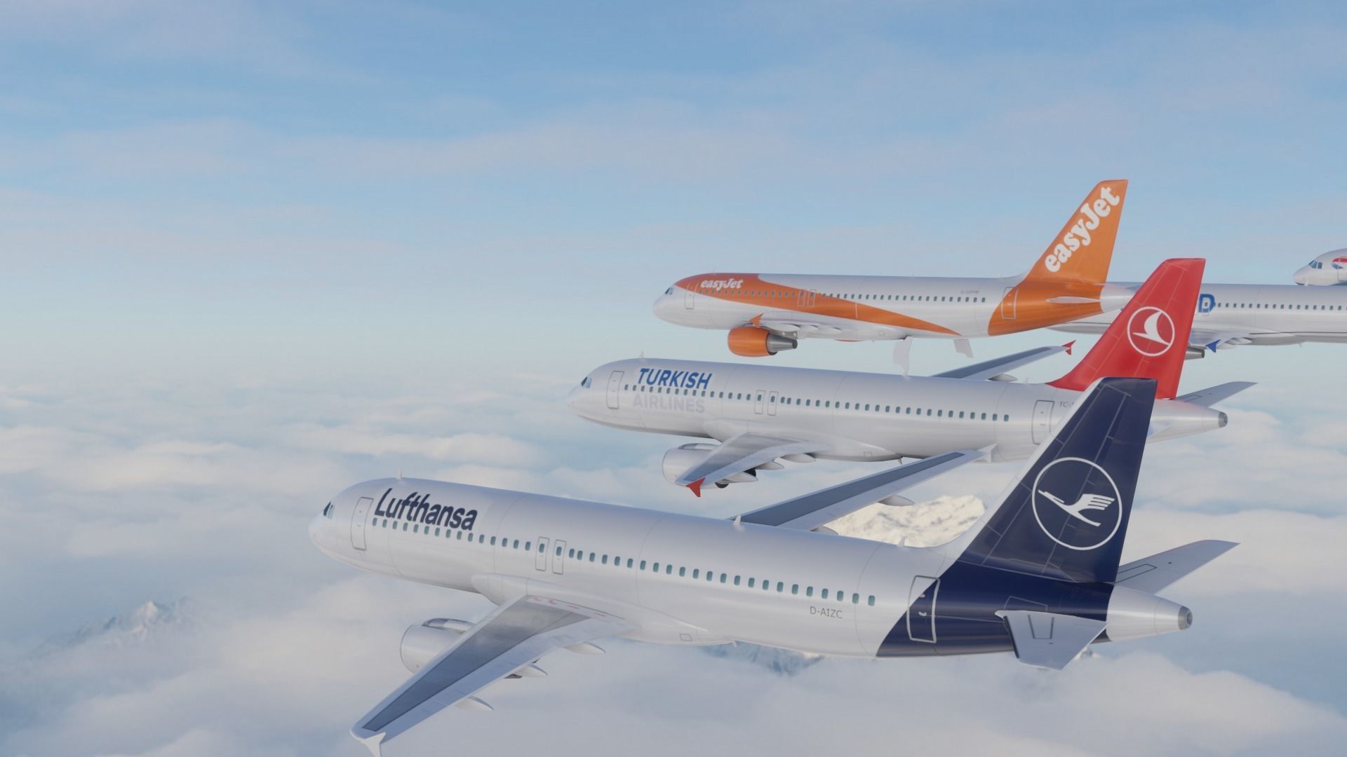 PACK Airbus A320-200 multi Livery Low-poly 3D model_6