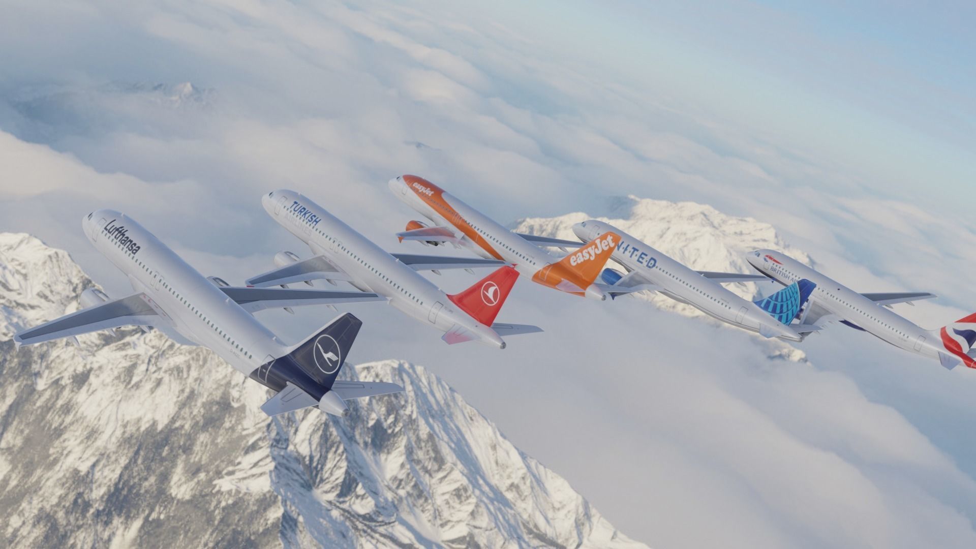 PACK Airbus A320-200 multi Livery Low-poly 3D model_13