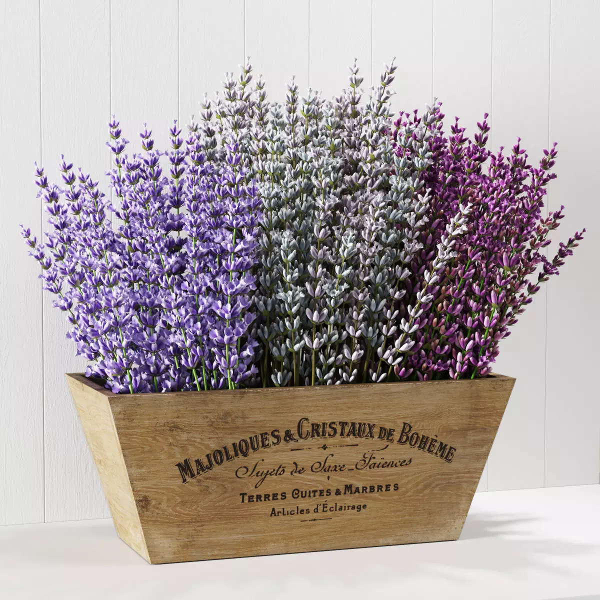 Lavender faux in wooden box 3D model