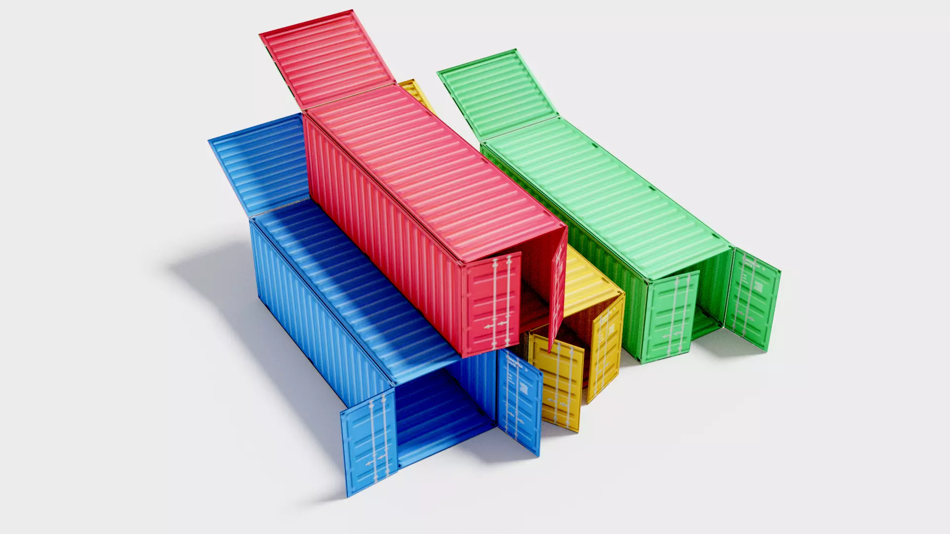 Super Low Poly Shipping Container with doors - PUBG Container Low-poly 3D model