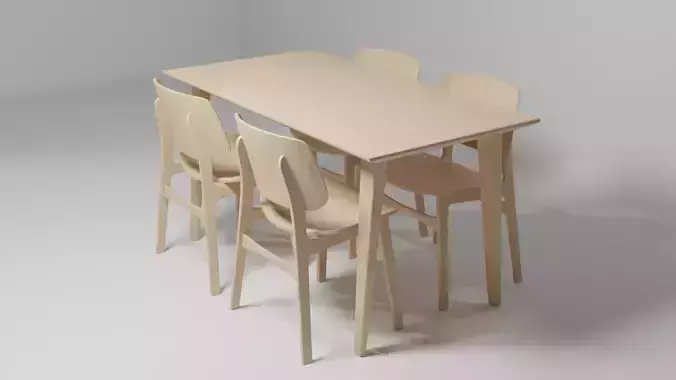 Light Wooden Dining Table and Chair Set