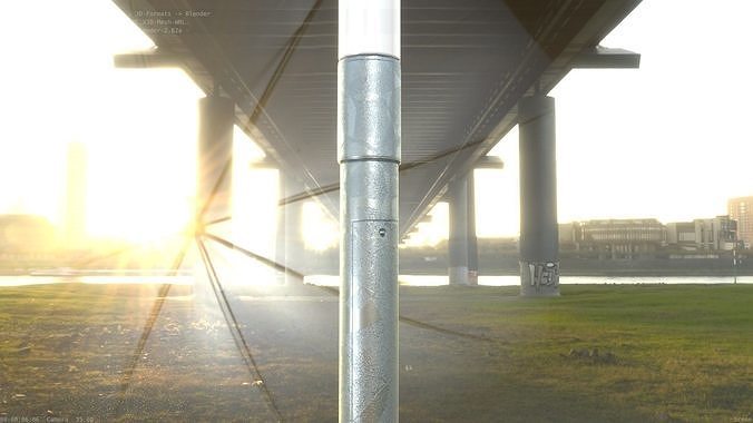Street Light 10 - 315mm - Galvanized Low-poly 3D model