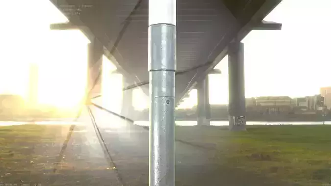 Street Light 10 - 315mm - Galvanized Low-poly 3D model