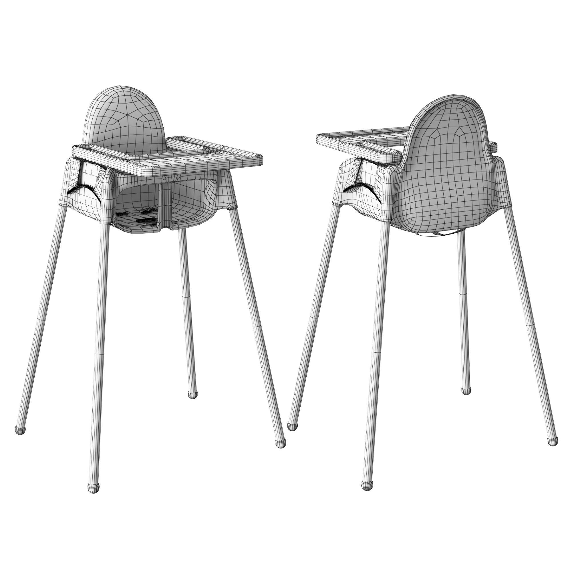 ANTILOP two high chairs with legs 3D model_1