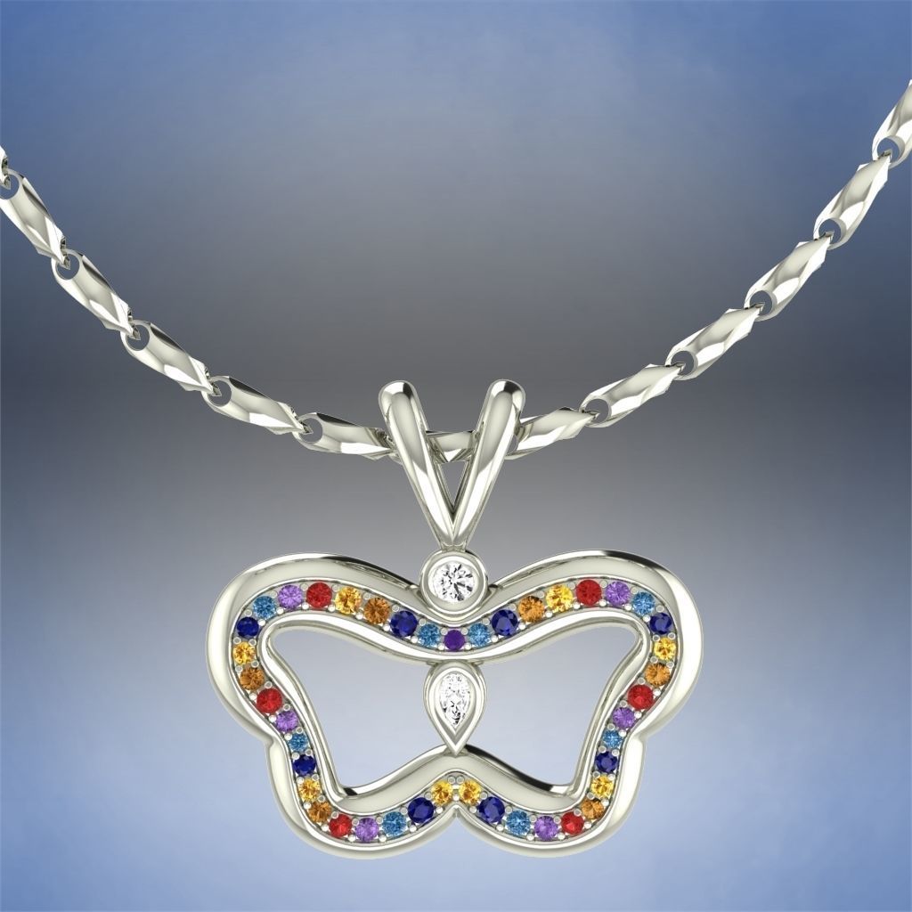 Pendants Stylish modern  Butterflies 3D print model_4