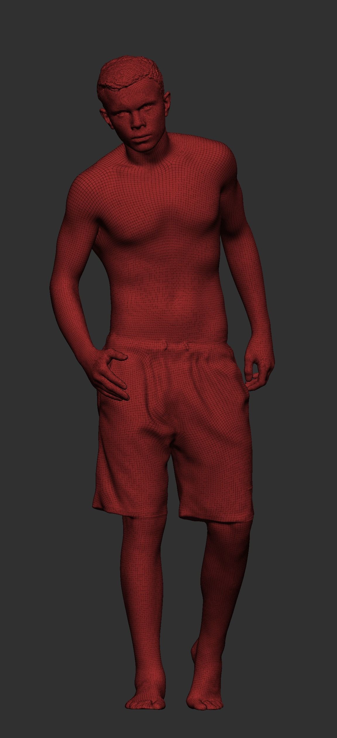 Handsome athletic man in black shorts 122 Low-poly 3D model_4