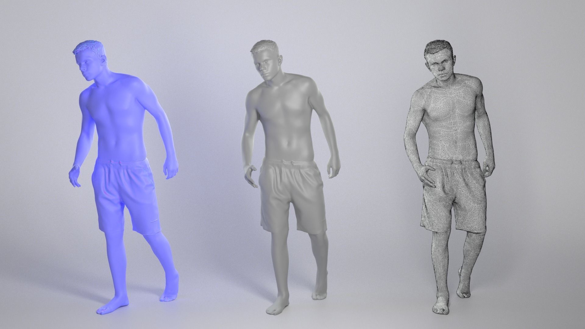 Handsome athletic man in black shorts 122 Low-poly 3D model_3