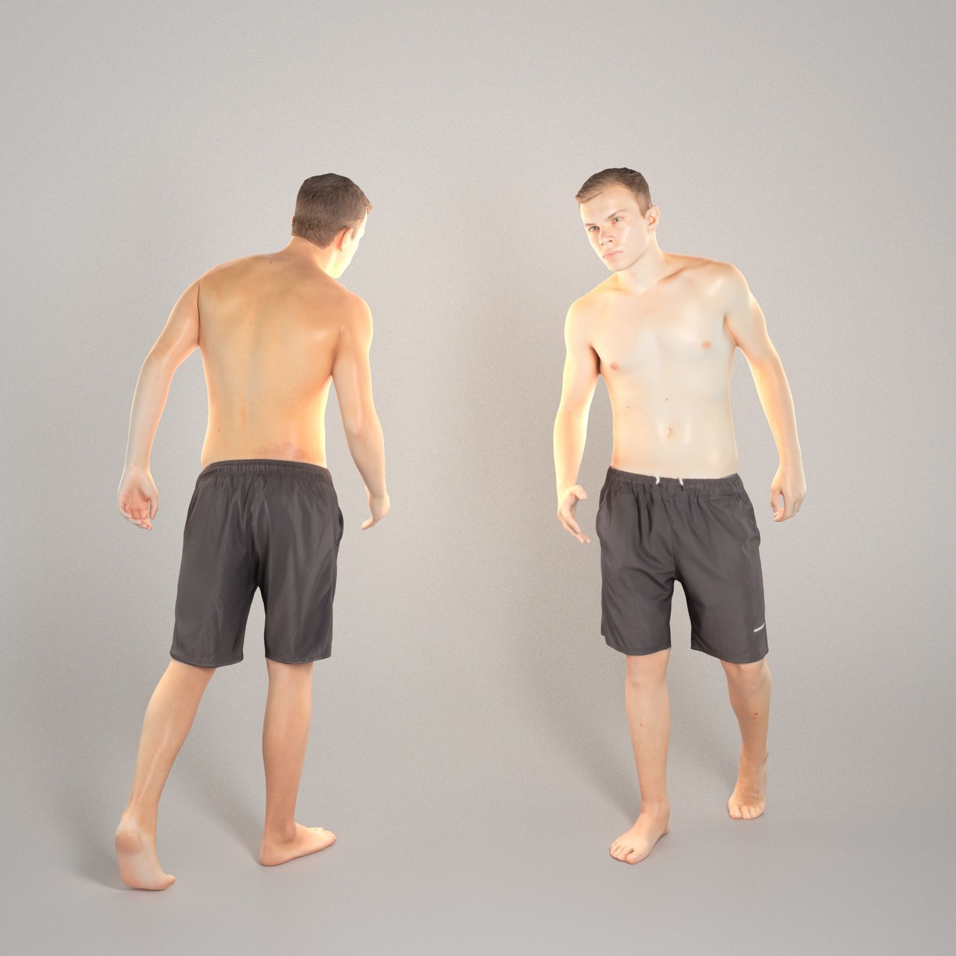 Handsome athletic man in black shorts 122 Low-poly 3D model_1