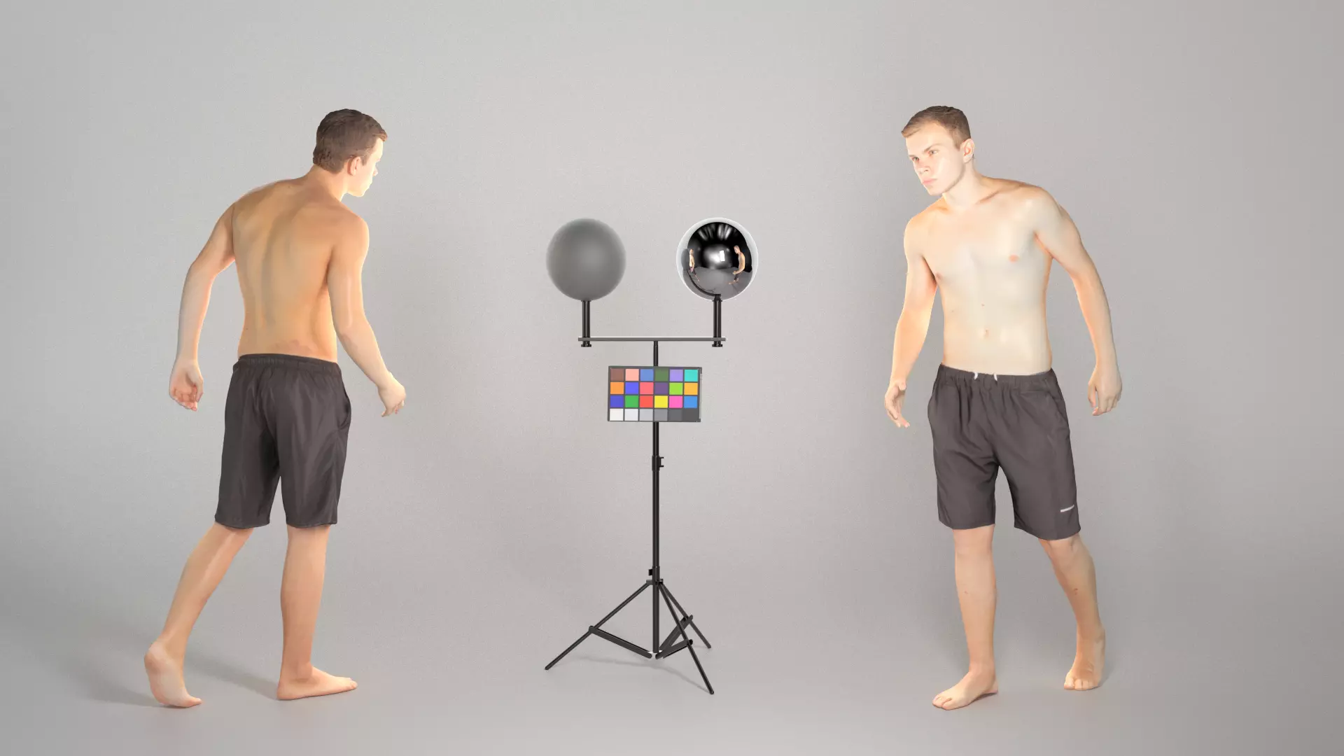 Handsome athletic man in black shorts 122 Low-poly 3D model_0